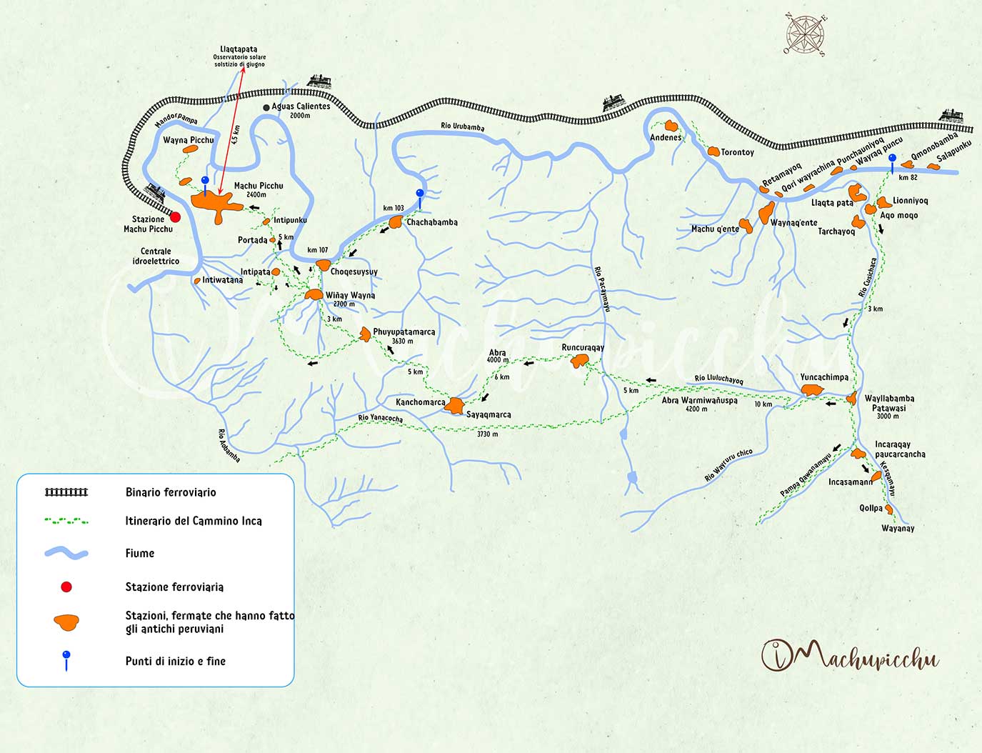 Mappa del Cammino Inca